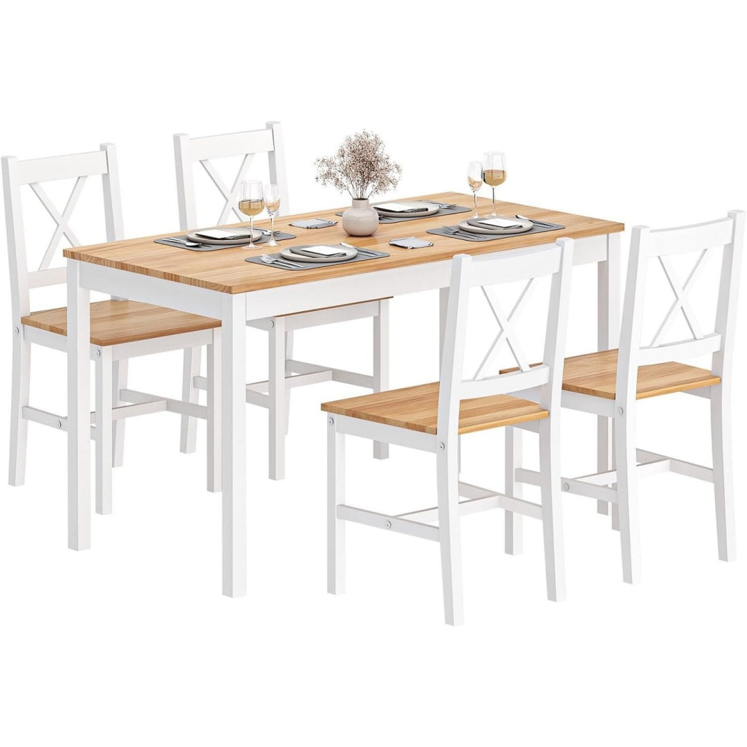 Tavolo DlandHome Set di 5 pezzi tavolo da pranzo con 4 sedie, set di mobili da cuc
