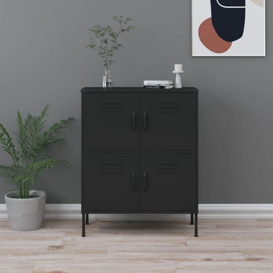 Armadio Casa Giardino Armadietto Nero 80x35x101,5 cm Acciaio con struttura in acciaio