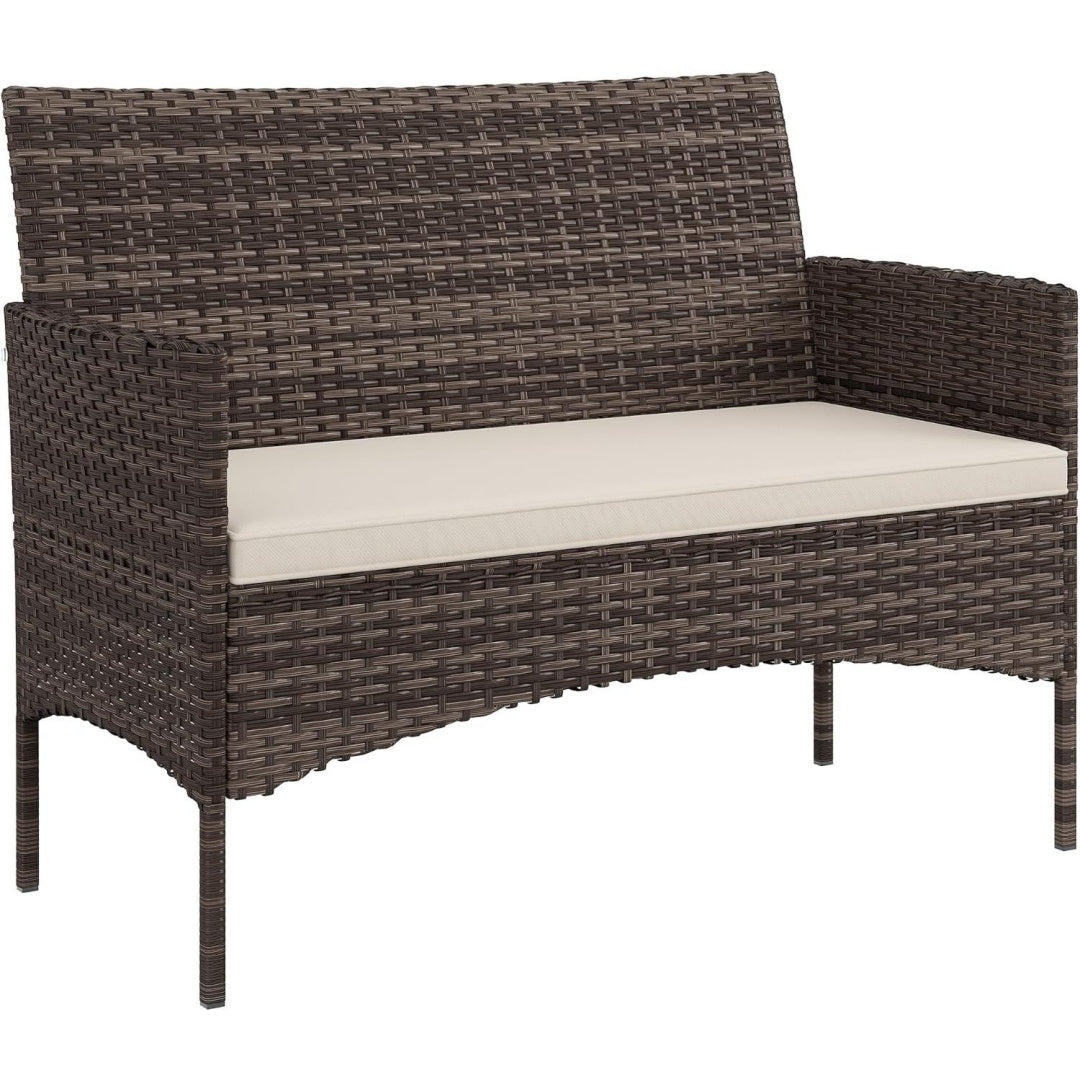 Divano Outsunny Divano da Giardino in Rattan 2 Posti Divanetto da Esterno Beige