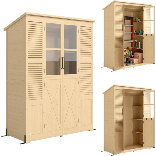 Armadio Outsunny Armadio da Giardino in Legno Walk-in 147x68x198cm Color Legno Ca