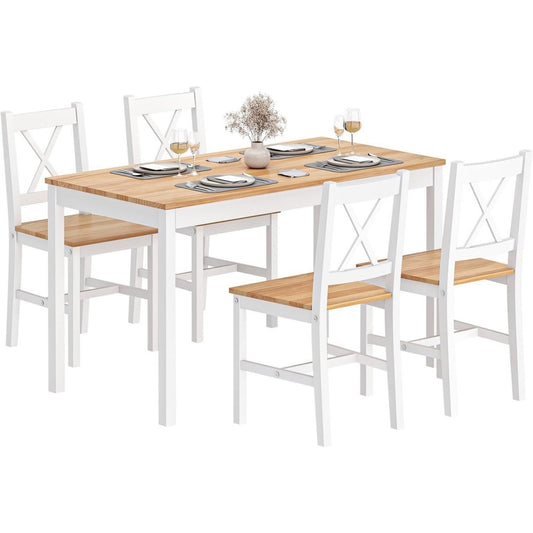 Tavolo DlandHome Set di 5 pezzi tavolo da pranzo con 4 sedie, set di mobili da cuc