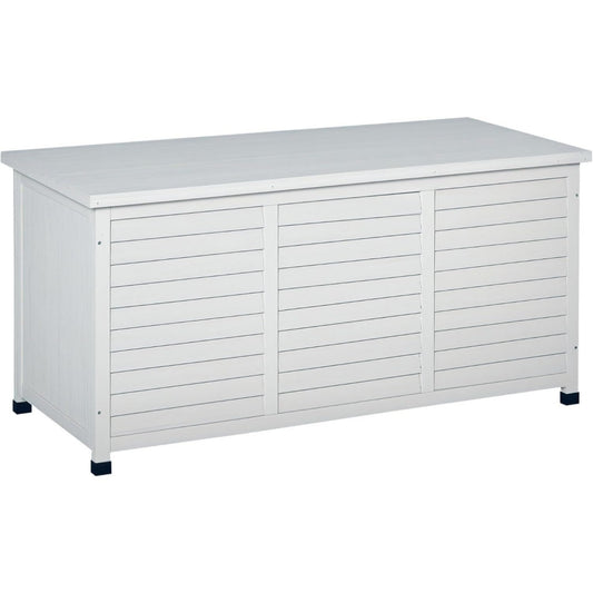 Panca Outsunny Baule da Esterno in Legno di Abete 127x56x60 cm Bianco