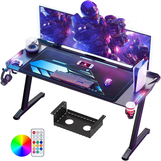 Scrivania LED-160x70x80 cm con struttura in acciaio