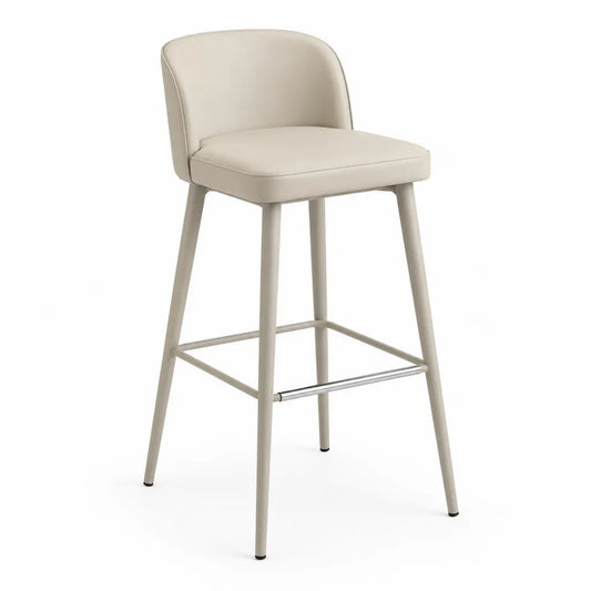 Sgabello da bar con schienale in similpelle PU beige e struttura in acciaio 50 x 53 x 99 cm