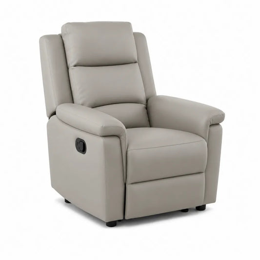 Poltrona reclinabile manuale in pelle sintetica PU grigio tortora 86 x 93 x 102 cm