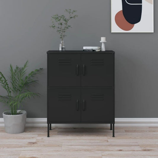 Armadio Casa Giardino Armadietto Nero 80x35x101,5 cm Acciaio con struttura in acciaio