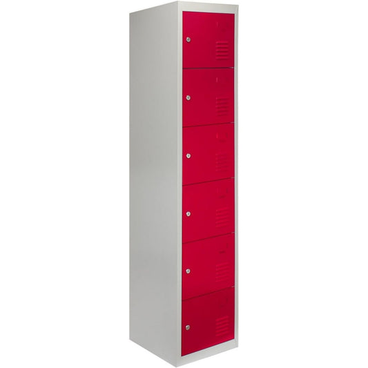 Armadio MonsterShop - Armadietto da Montare con 6 Porte Rosse in Acciaio 45cm x 38c